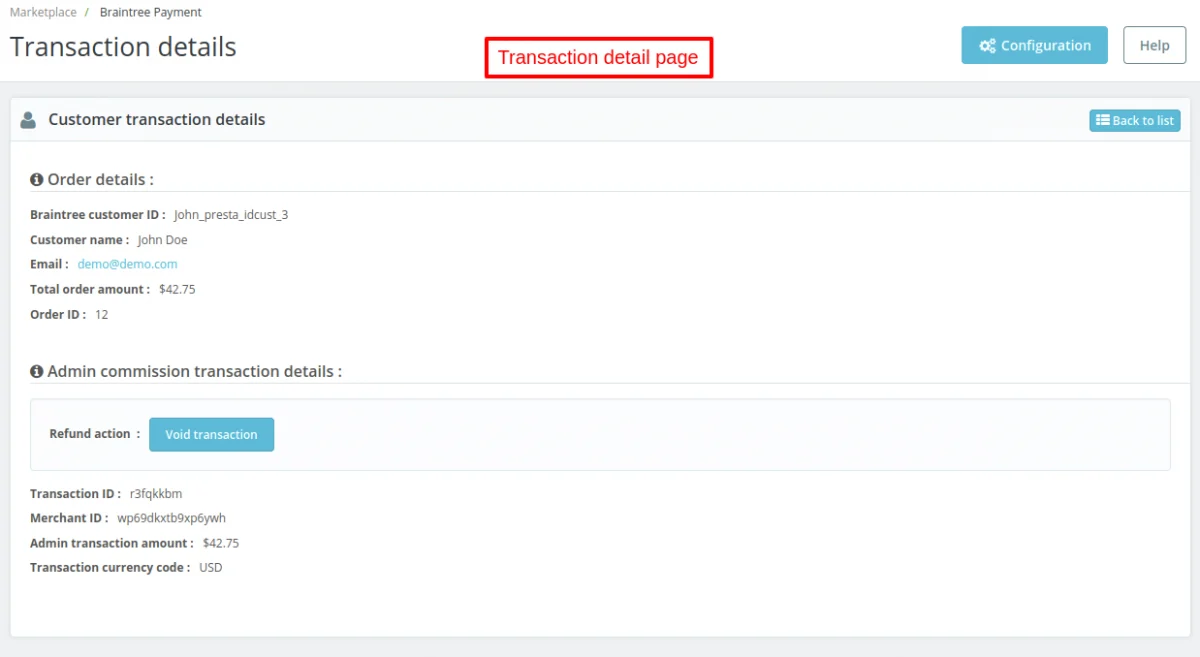 transaction detail page