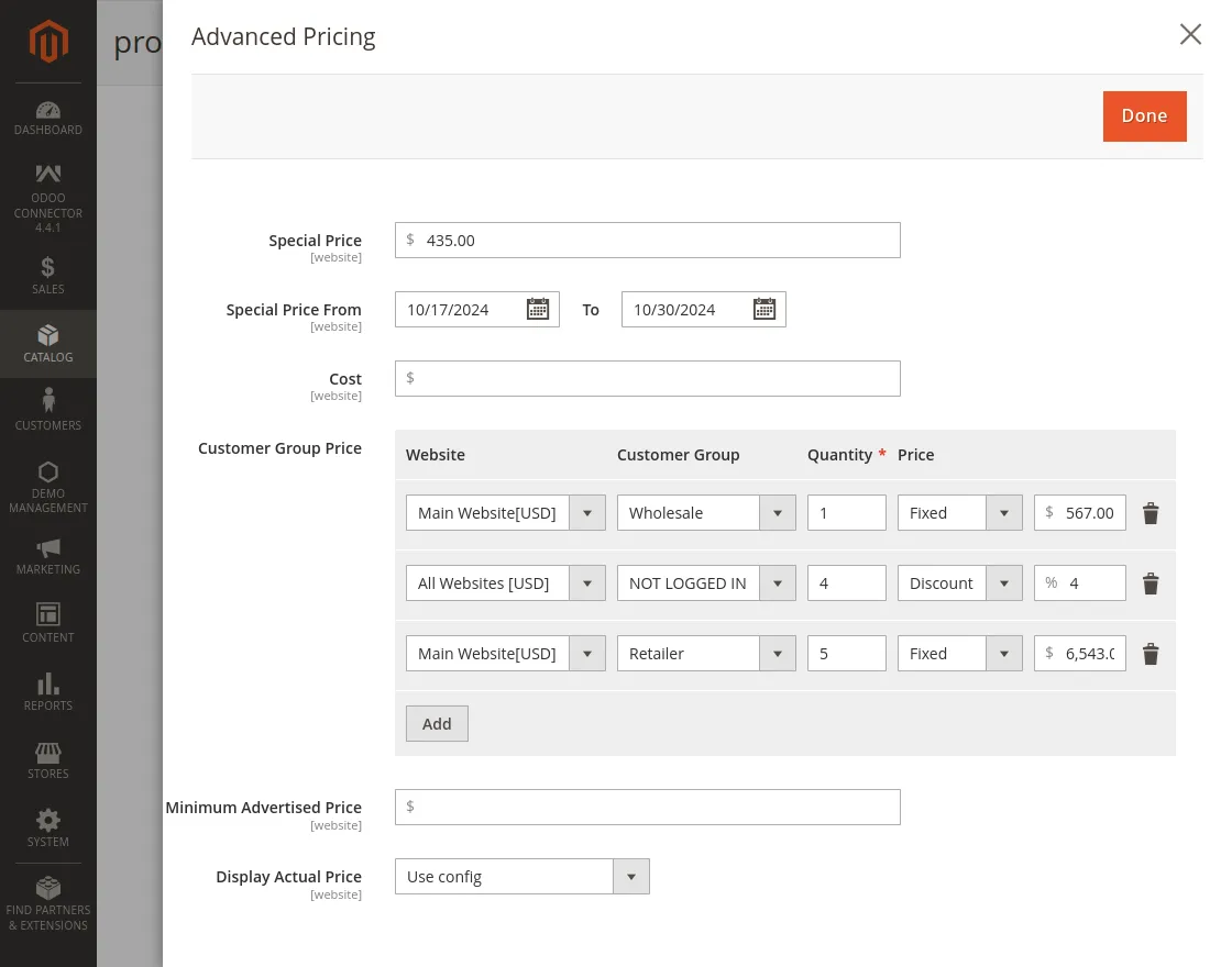 lick on the advance pricing