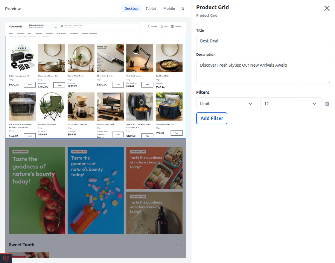 product grid