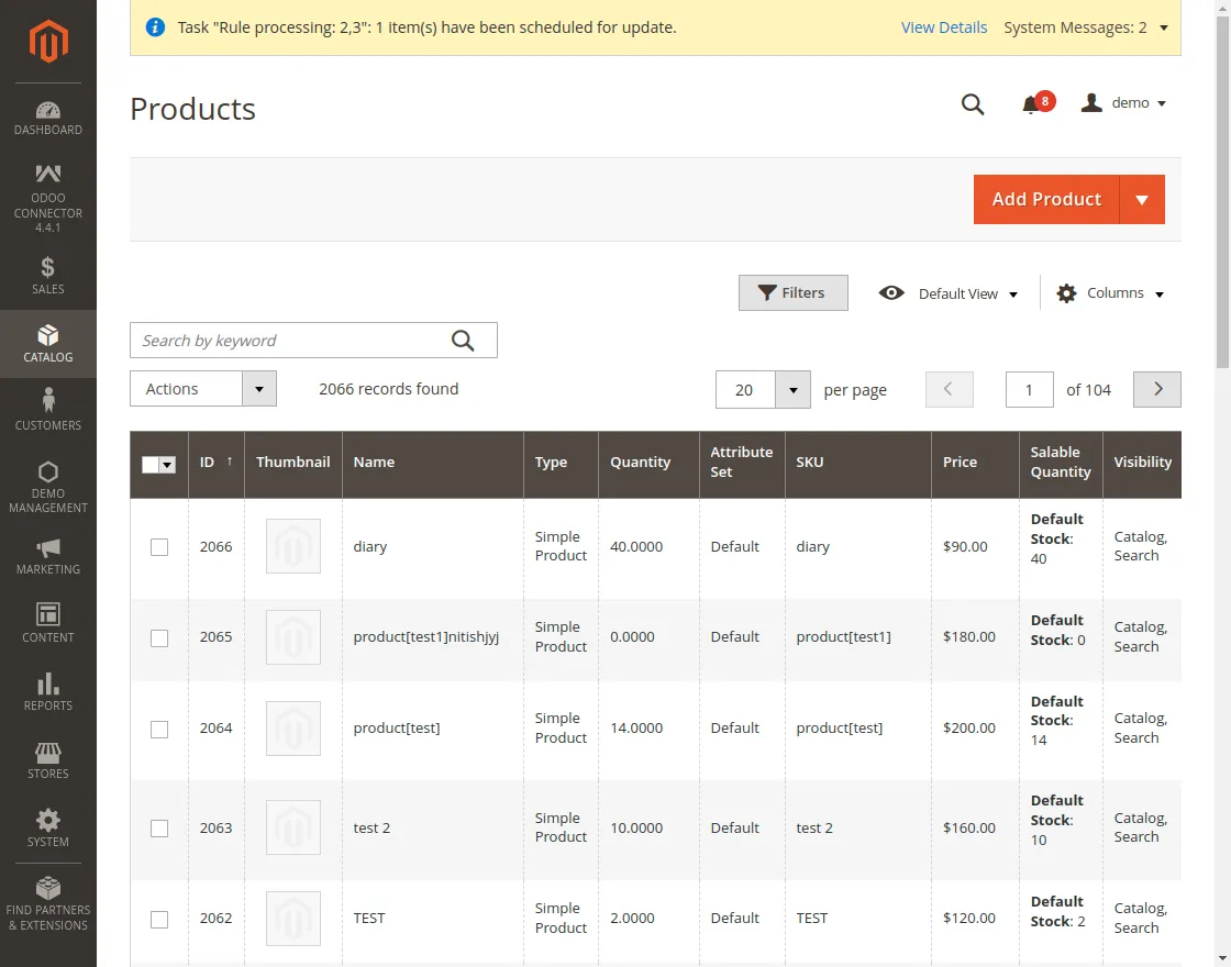 Catalog > Products’