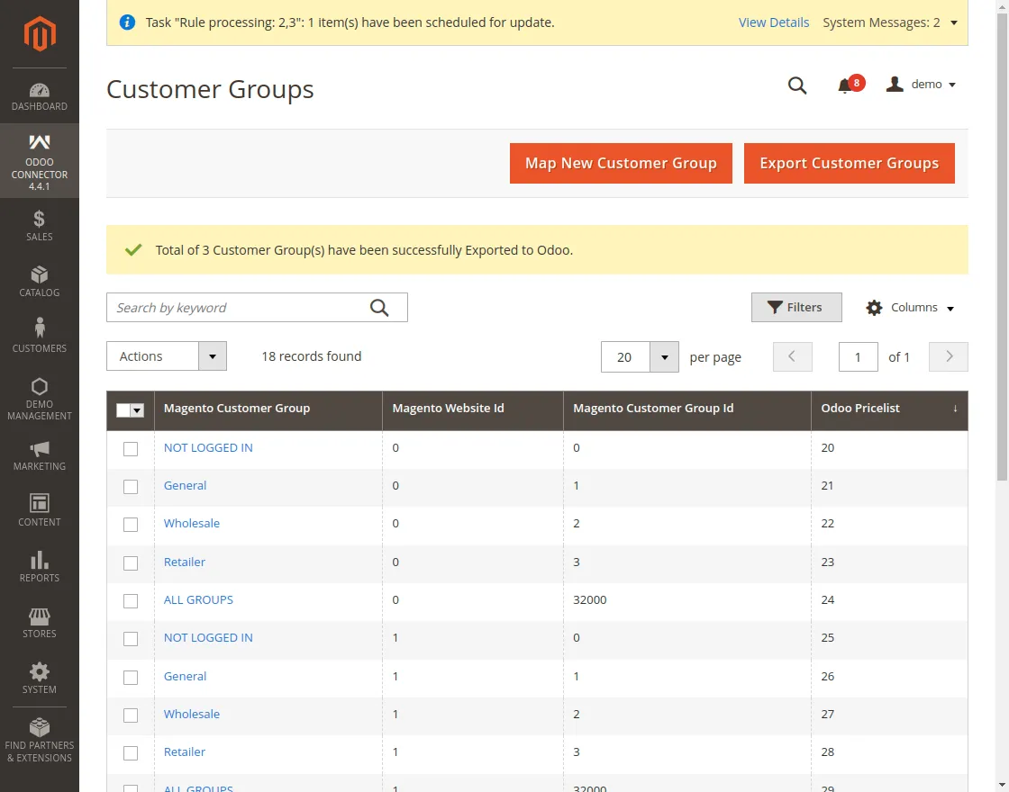 bulk, select the customer