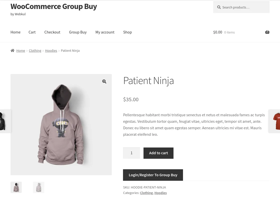 group buy product page non logged in