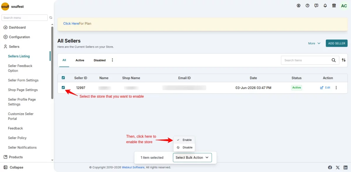 enable seller account on multivendor
