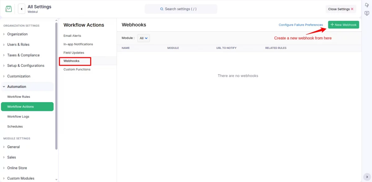 zoho webhook