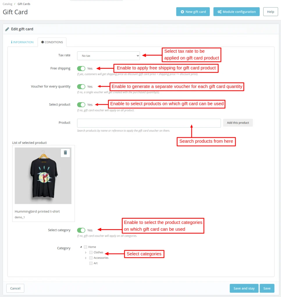 conditions tab detail