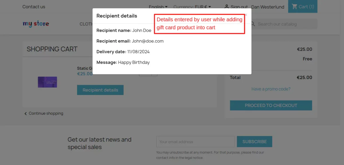 view details entered by user
