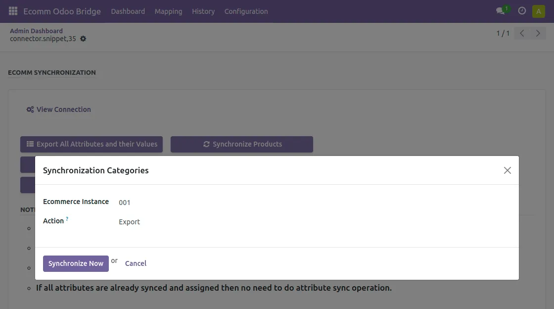 Synchronize categories