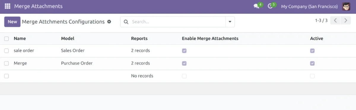create a Merge Attachment configuration