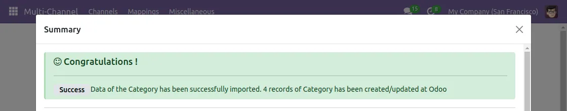 Category Import succcess