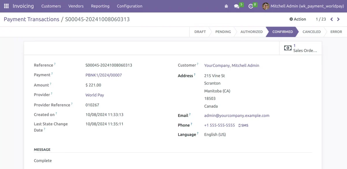 View payment details