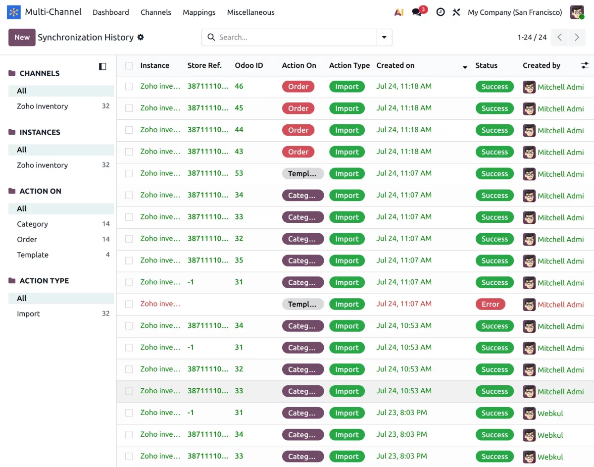 view sync history