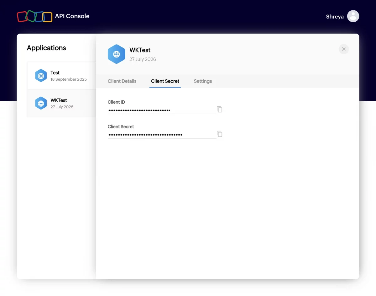 zoho client details