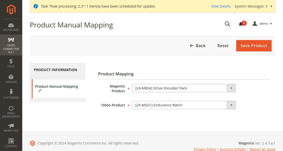 Product Mapping user can manually map the simple products from