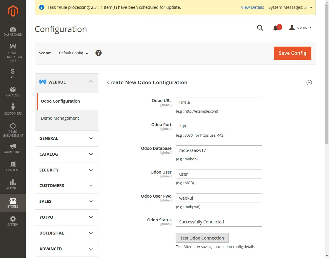 Create new Odoo configurationOdoo User, and Odoo