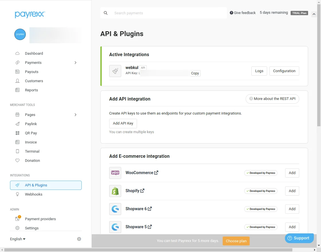 API & Plugins integrate
