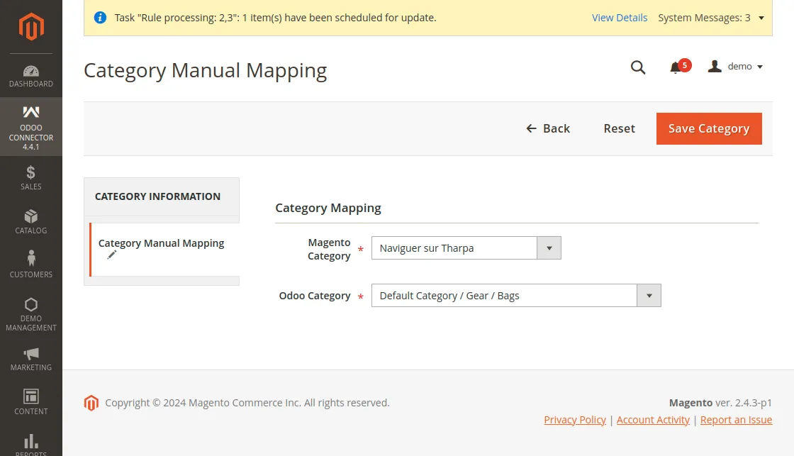 Category Mapping agento to Odoo by just clic