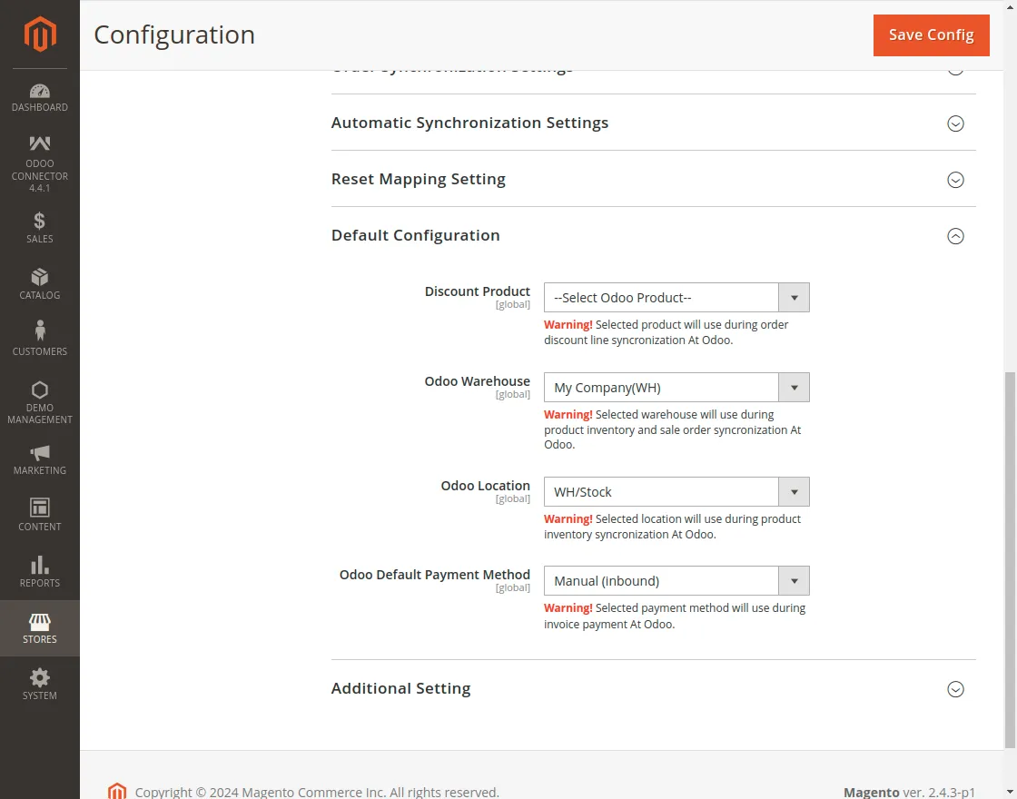 default configurations to enable smooth synchronization f