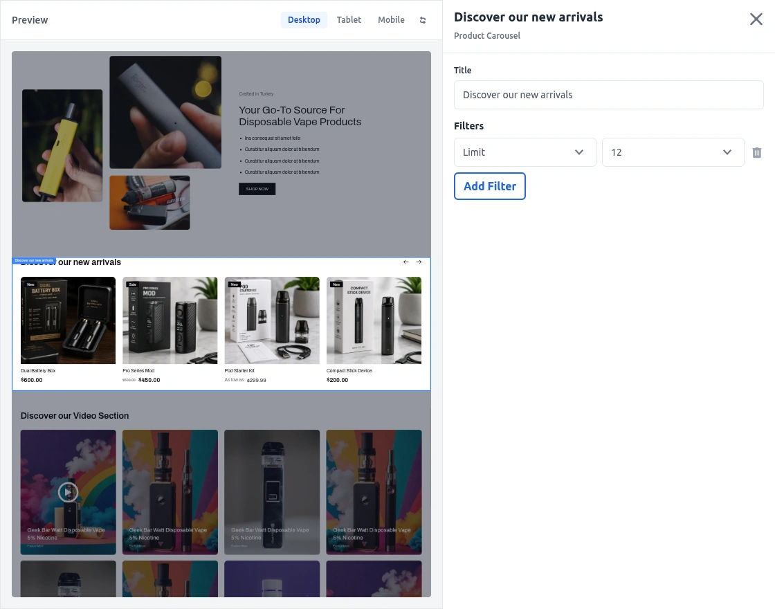 product carousal
