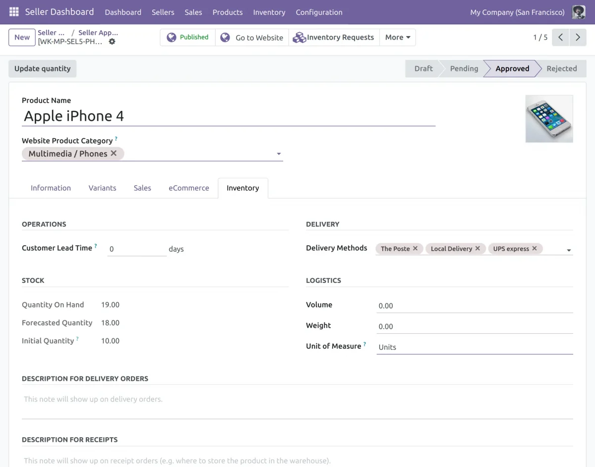 Save the desired delivery methods 