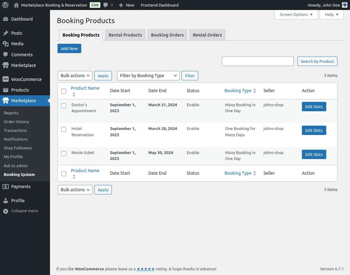 booking products - add new