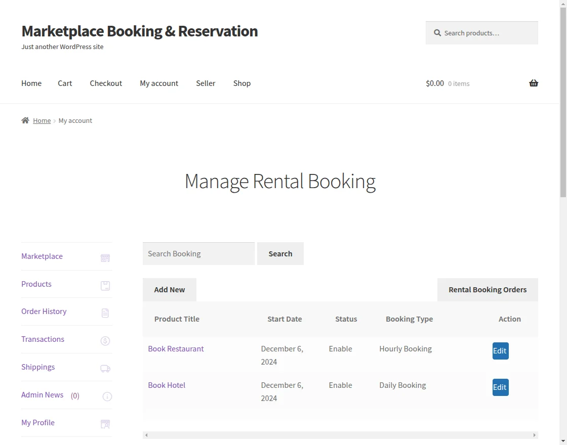 manage rental booking