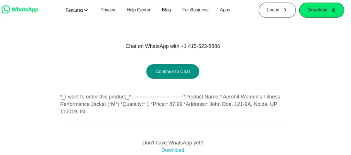 Webkul Bagisto Whatsapp Notification  Redirect