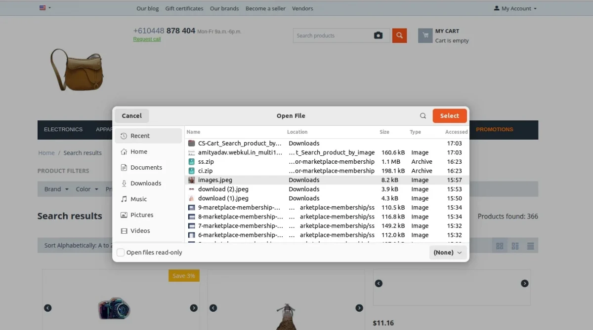 upload image from open file