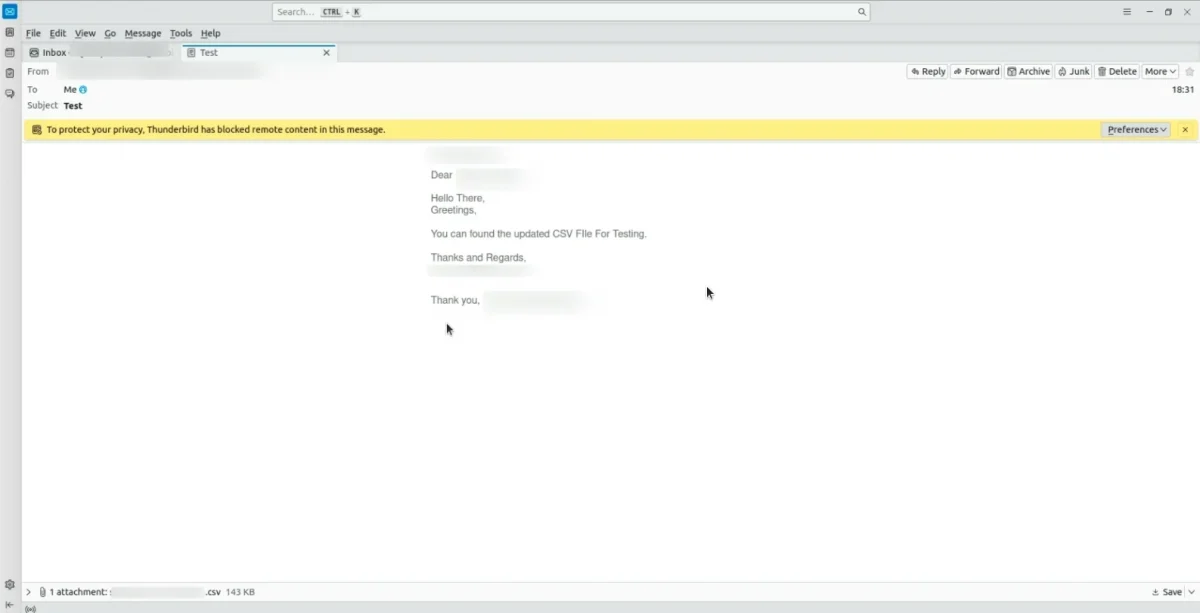 Email with attachment