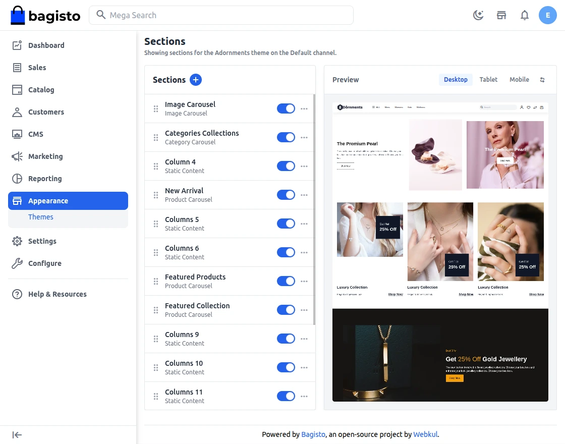 Sections Page