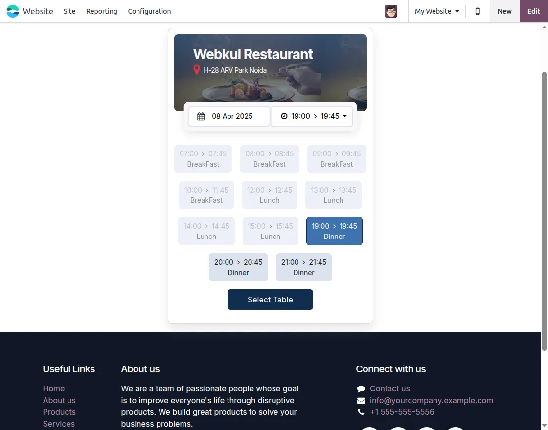 available time slots