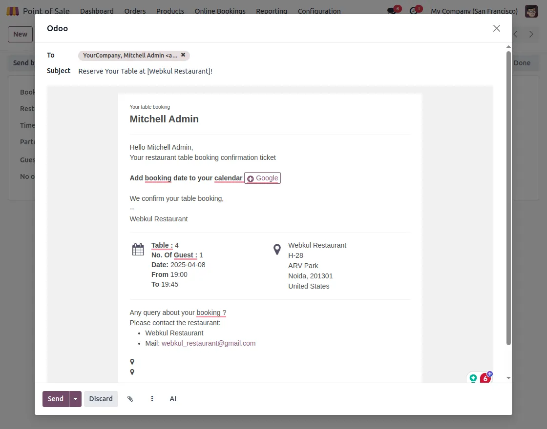 booking confirmation emails