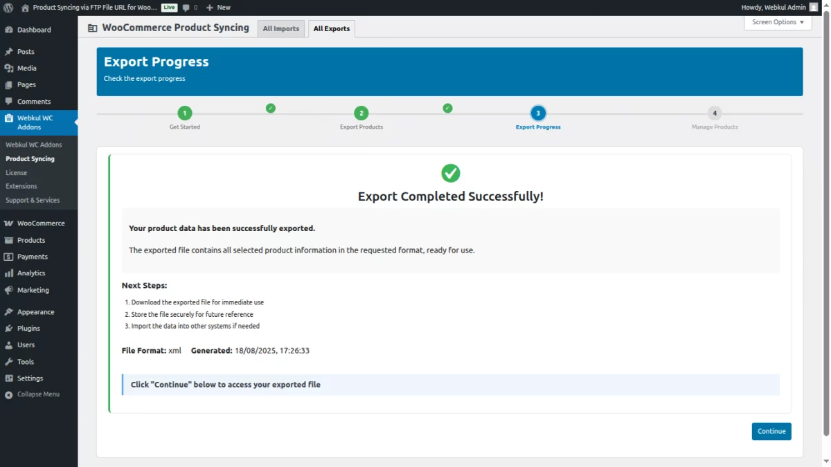product-syncing-ftp-file-url-for-woocommercexml-export-completed