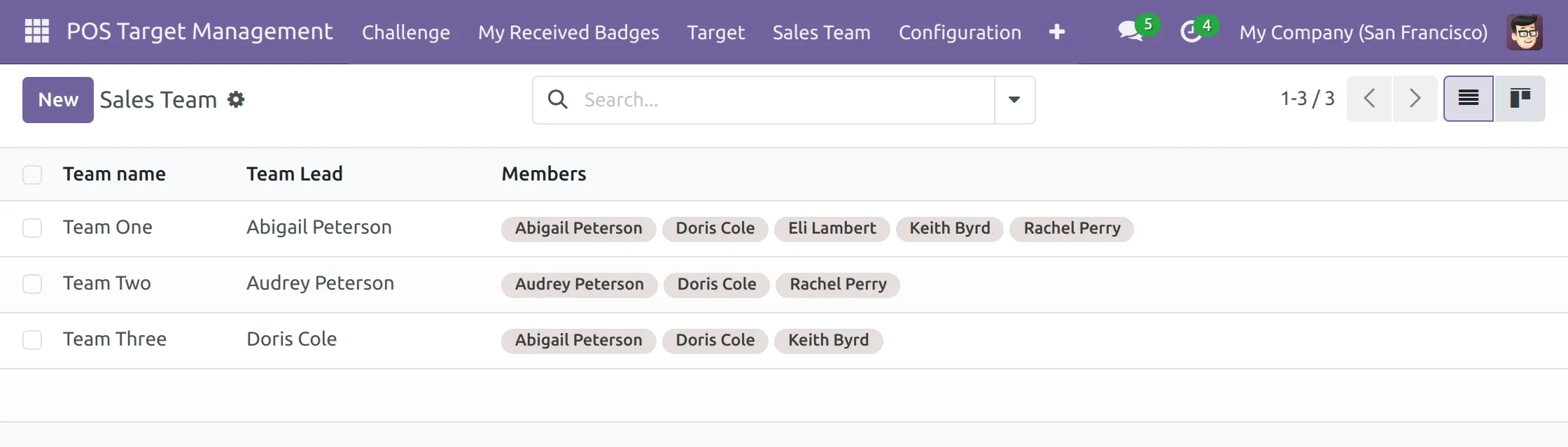 Sales Team creation in Odoo POS Target Management