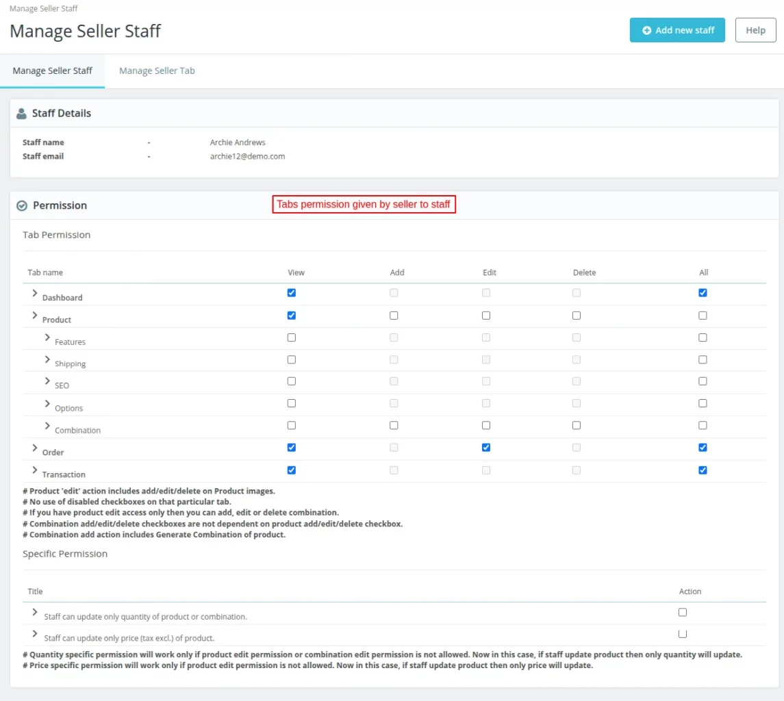 view staff permisison