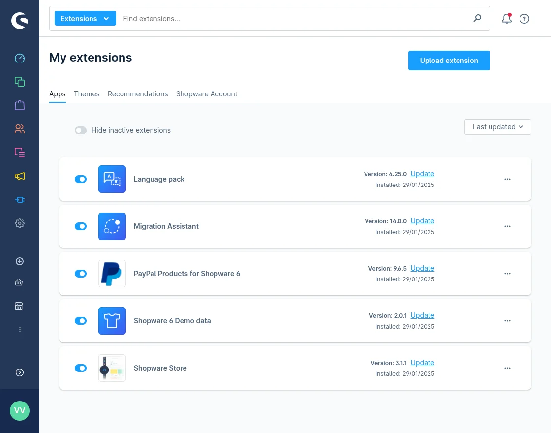 upload extension at shopware 6 store