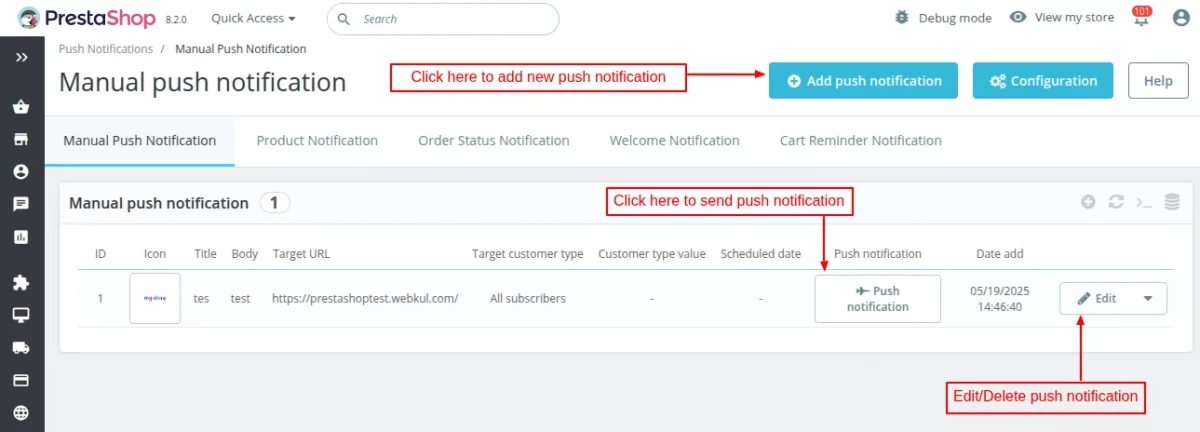 manual push notification
