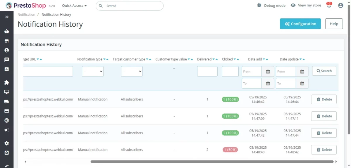 notification history