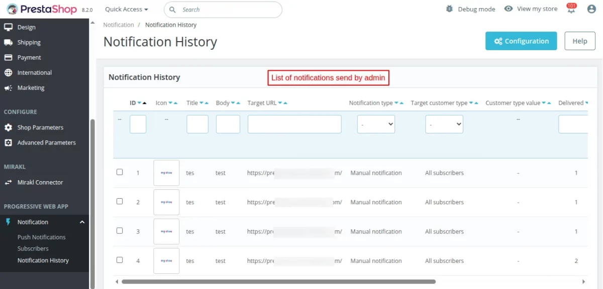 notification history