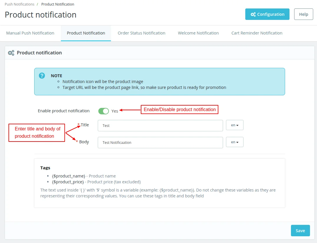 product notification