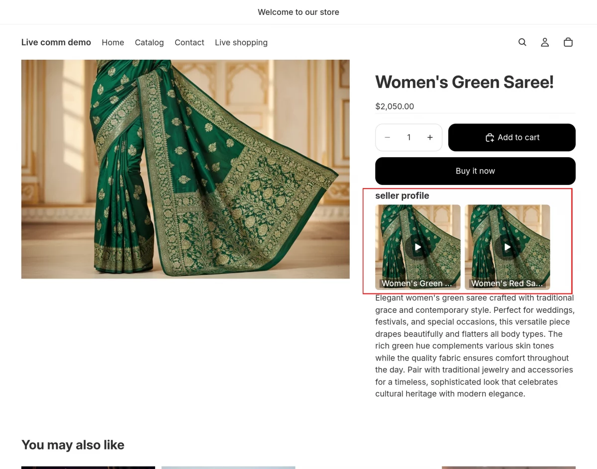 Live commerce front