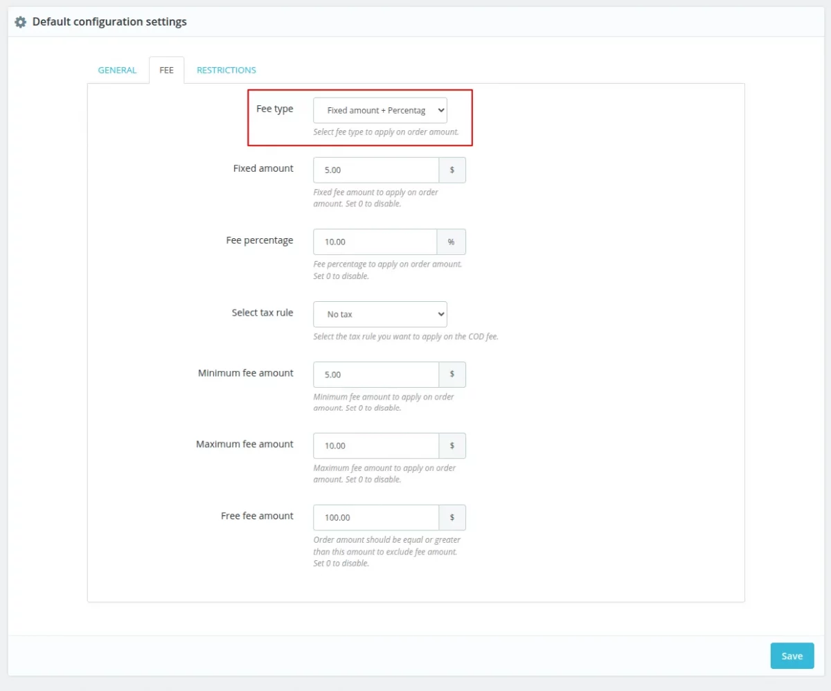 fixed amount + percentage