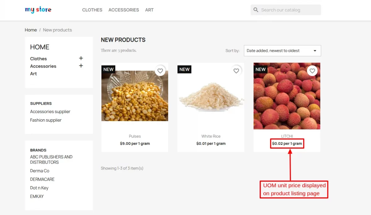  uom unit listing price