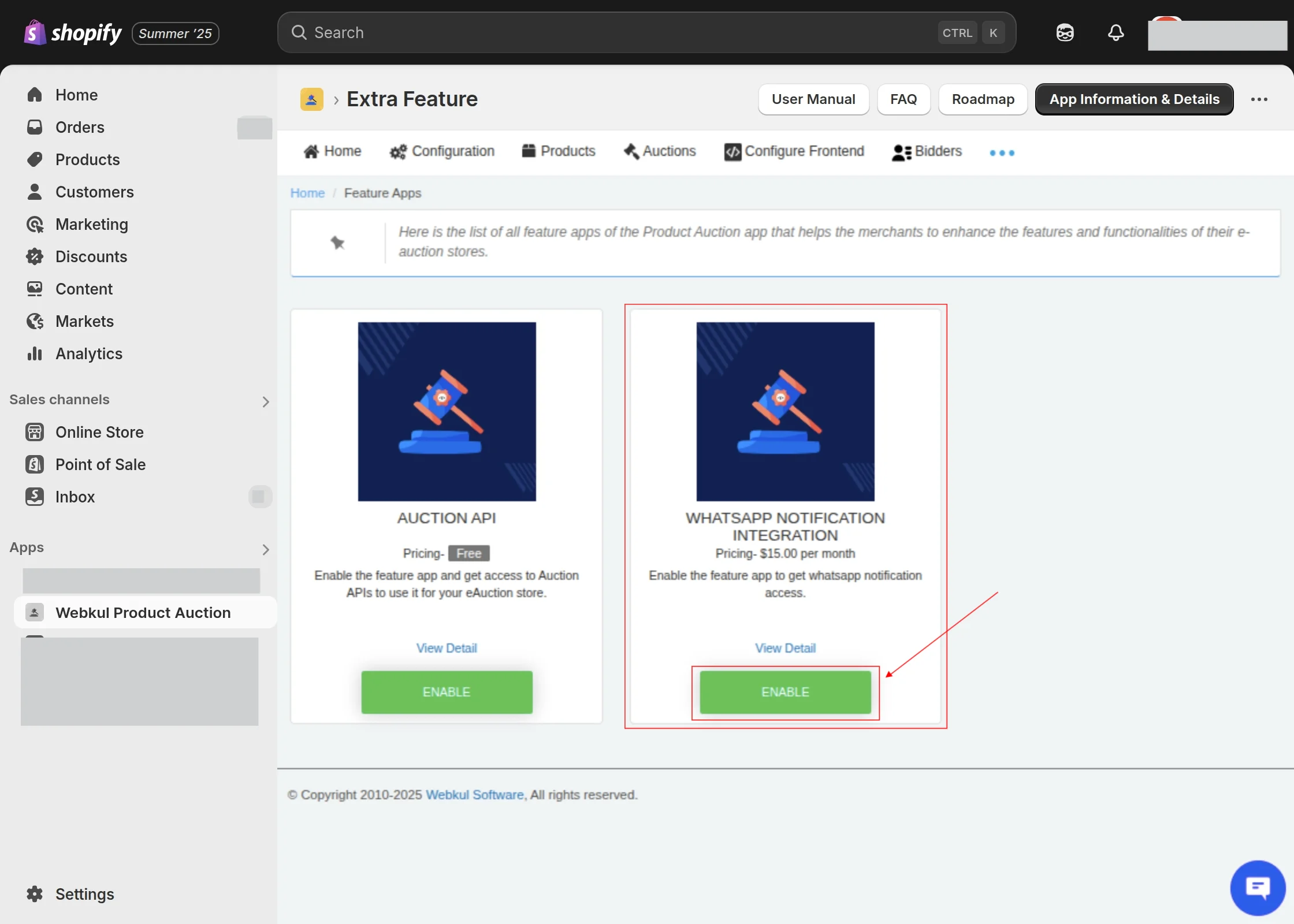 WhatsApp Integration for Shopify Auction: Features - Webkul Blog