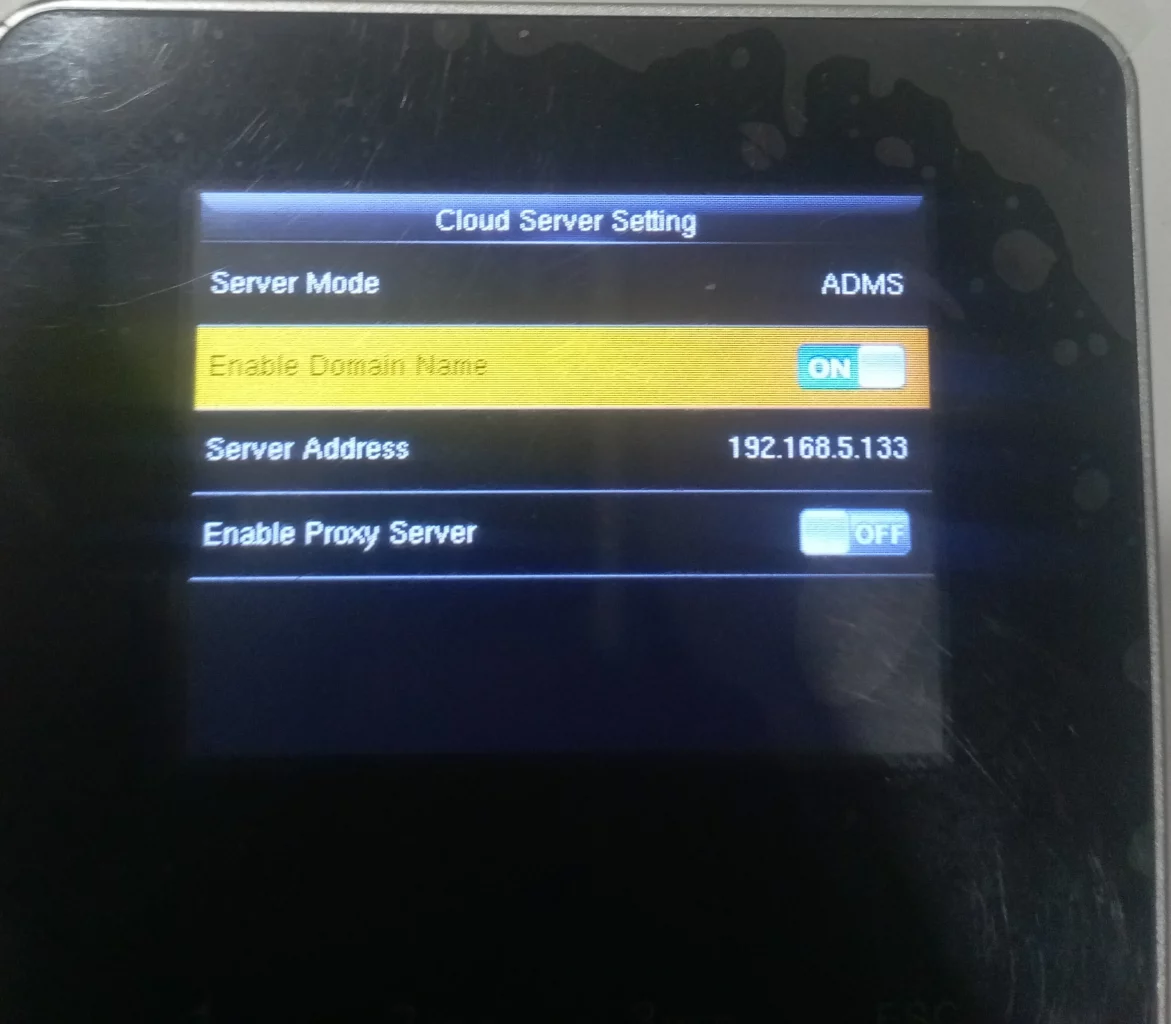 adms configuration in device