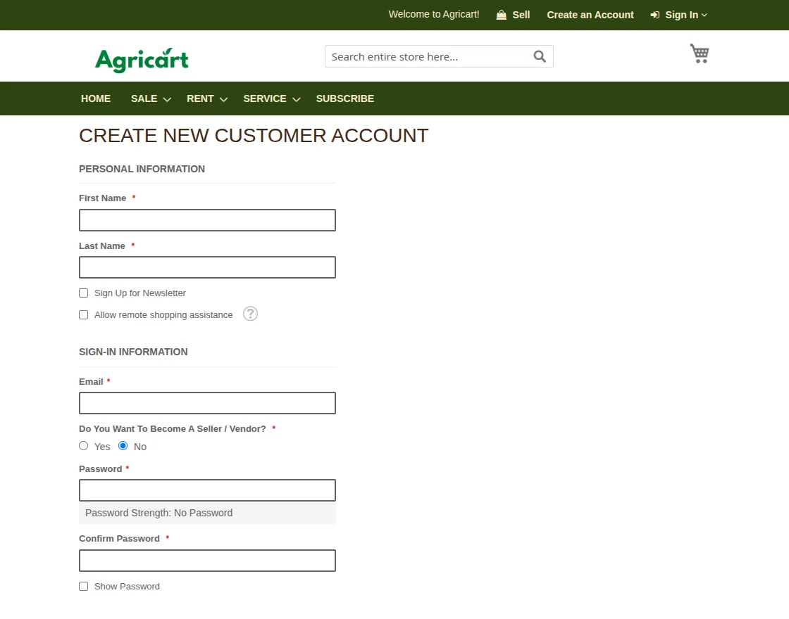 create new customer account
