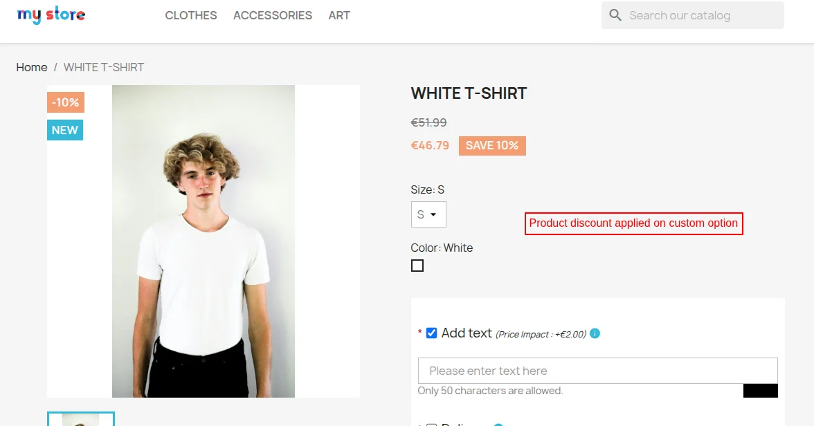 custom option discount