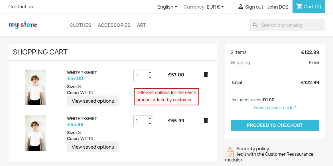 different product options