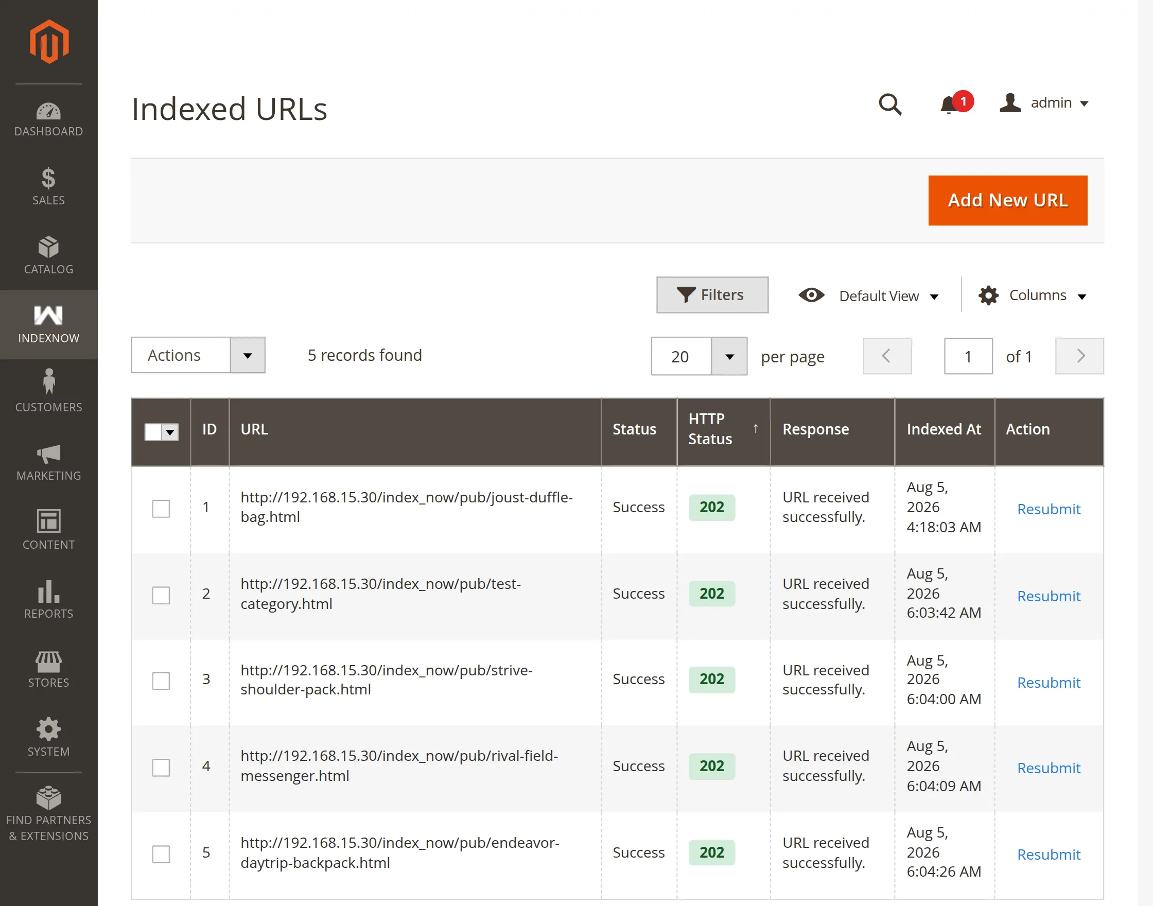 view index records