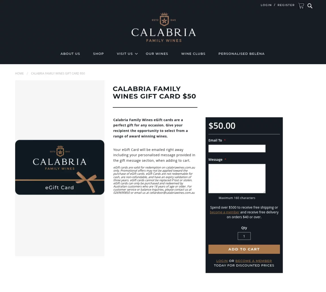 calabria wines gift card