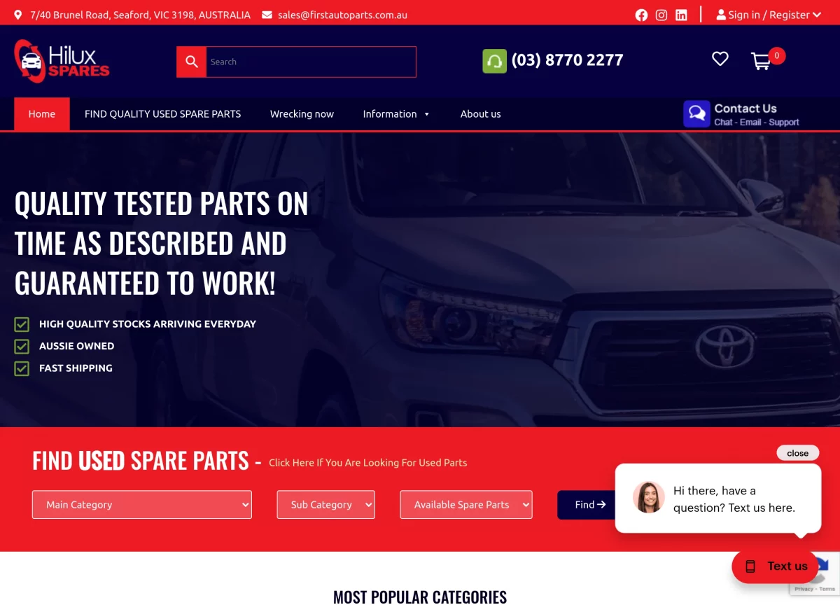 hilux spares homepage